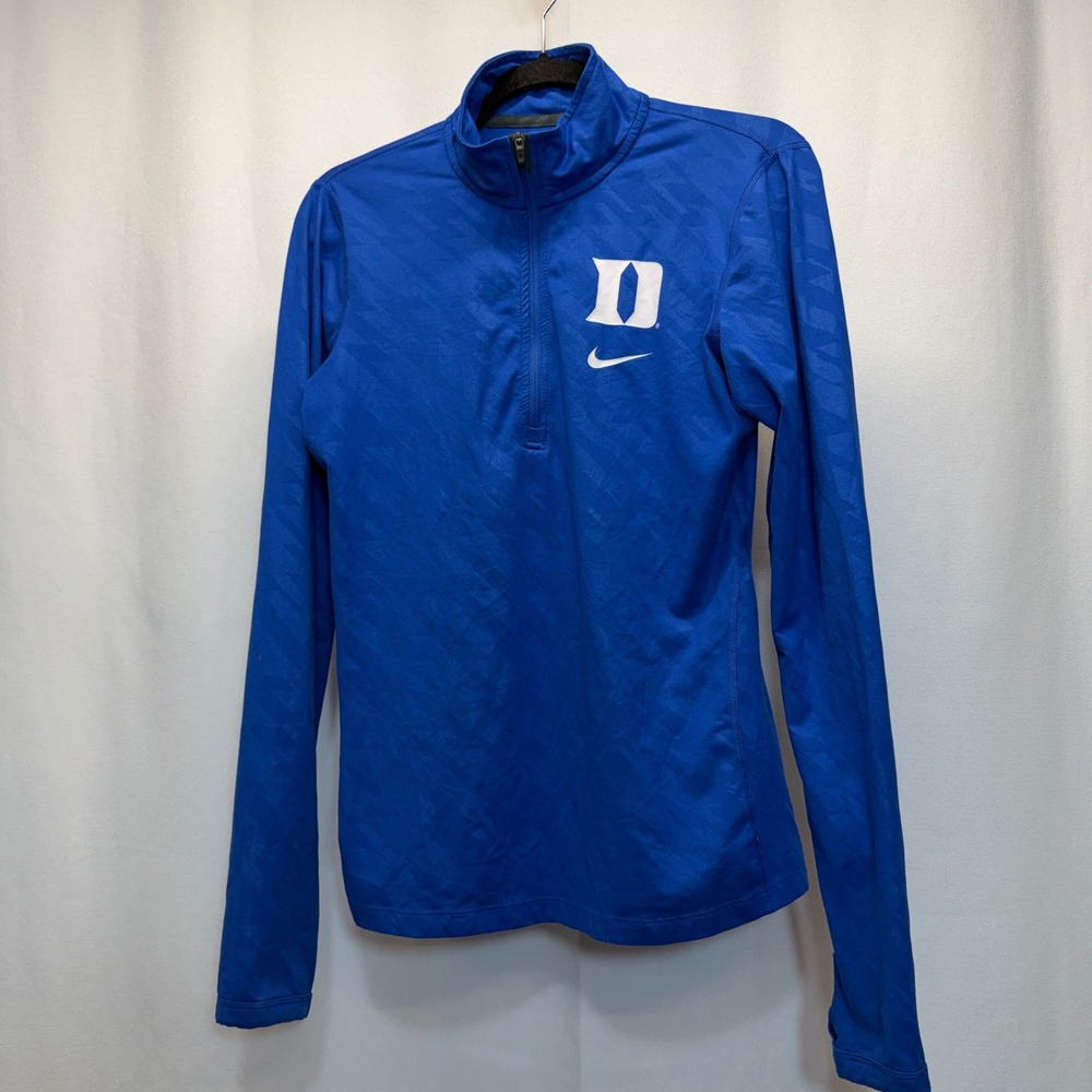 Duke Blue Devils Nike 1/4 Zip Pullover Womens Small Blue Dri-FIT Thumbholes NCAA